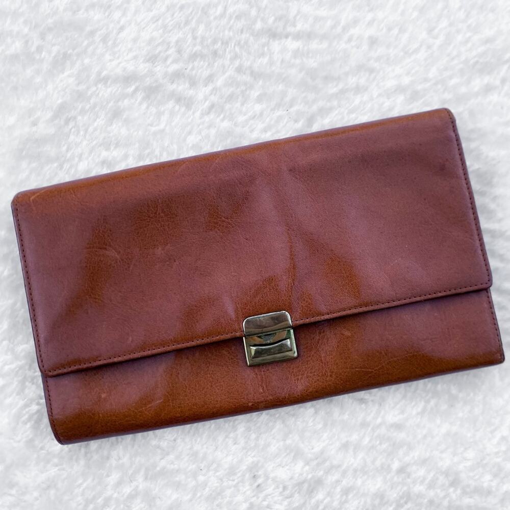 Vintage Nordstrom Brown Leather Accordion Wallet Checkbook Made in Germany